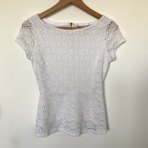 Eyelet white lace peplum top